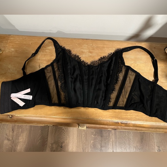 Victoria Secret NWT Black Lace Corset Bustier Top Medium - Picture 6 of 7